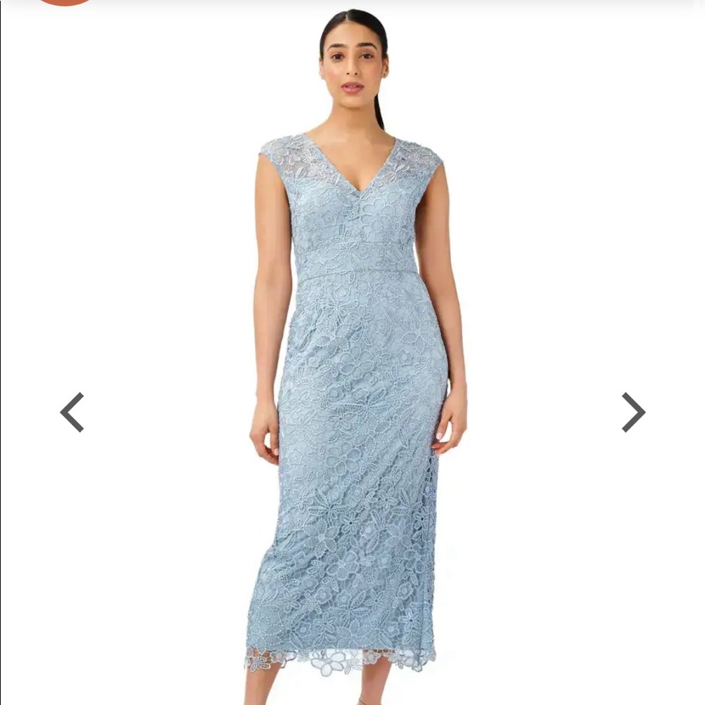 NWT Adrianna Pappell Guipure Lace Column Gown US12